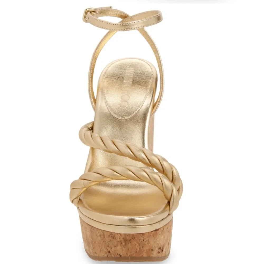 NIB $695 Jimmy Choo Diosa Platform Wedge Sandal (Women) in Gold ! - Picture 4 of 6